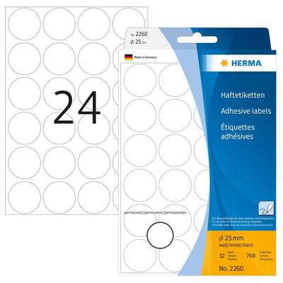 Herma Labels Multiusos Paper Round White 25MM 768 Pieces — image 1