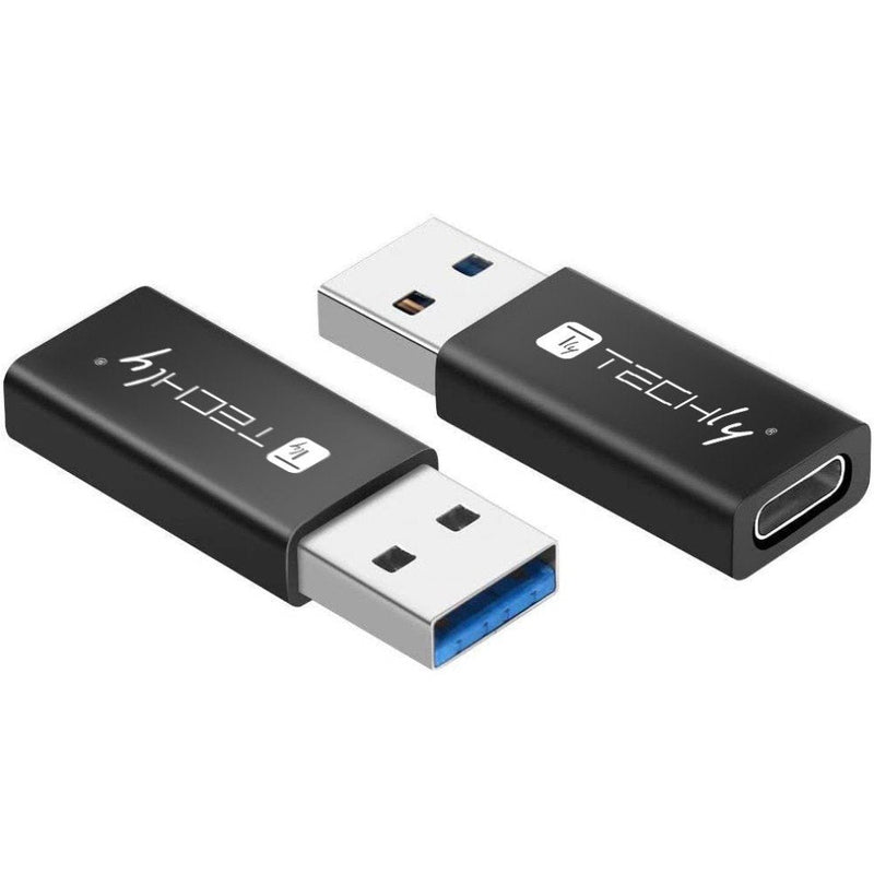Techly Adapter USB-A M a USB-C F, USB 3.0, Black