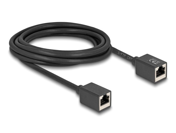 Delock Network Cable Alargador Empalme RJ45 Connector Female a RJ45 Connector Female CAT.6A S FTP 3M Black