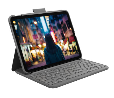 Logitech English - Slim Folio Grey Bluetooth QWERTY Ipad Reino Unido — image 1