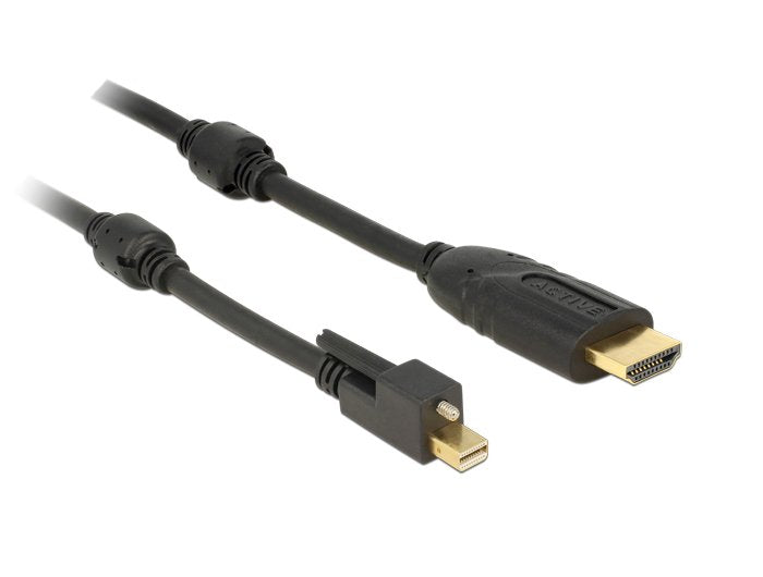 Delock Cable Mini DisplayPort 1.2 Male With Screw HDMI Male 4K Active Black 1M