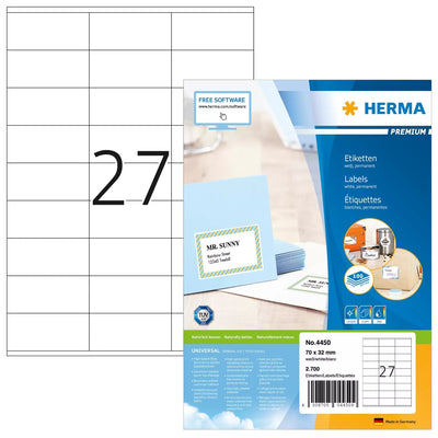 Herma Labels Premium A4 White 70X32 Mm Paper 2700 Units — image 1