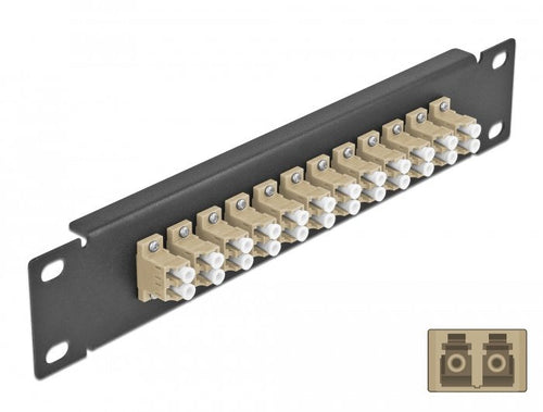 Delock 66767 Panel Connection Fibre Optic 10 12 Ports Lc Duplex Beis 1U Black — image 1