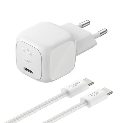 Belkin Pack Charger Network *GaN* USB-C 30W Pd + Cable Tresse USB-C Vers USB-C 2M - Silver - — image 1
