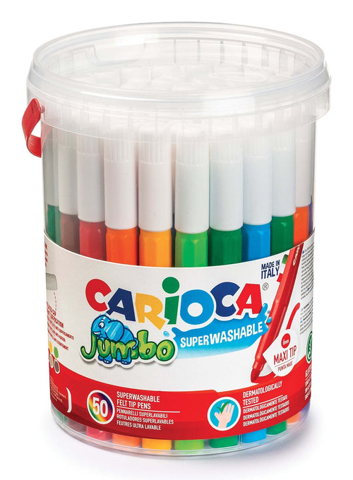 Carioca Jumbo Pack 50 Markers - Body Octogonal Maxi - Ink Superlavable - Punta Maxi 6MM Bloqueada - Cover — image 1