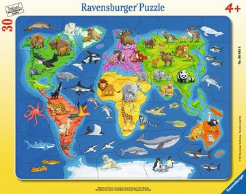 Ravensburger Kinder Puzzle Weltkarte With Tieren 6641