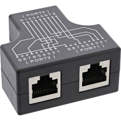Inline® CAT.5E STP T-adapter (port-doppler), RJ45 Female a 2x RJ45 Female — image 1