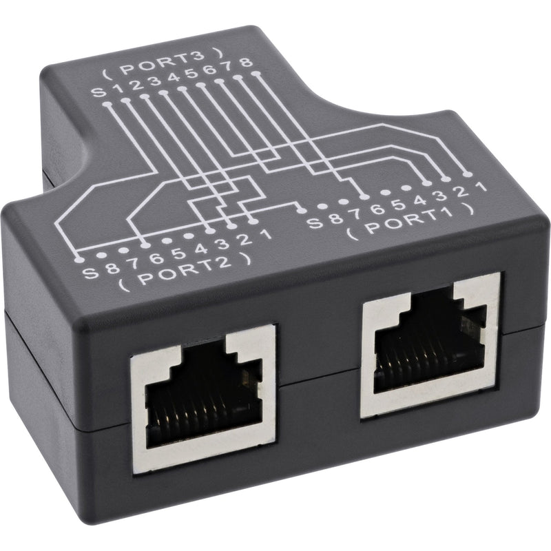 Inline® CAT.5E STP T-adapter (port-doppler), RJ45 Female a 2x RJ45 Female