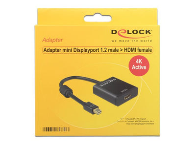 Delock Adapter Mini DisplayPort a HDMI DP1.2M/H Activo 4K 0,20M Black 62611 — image 1