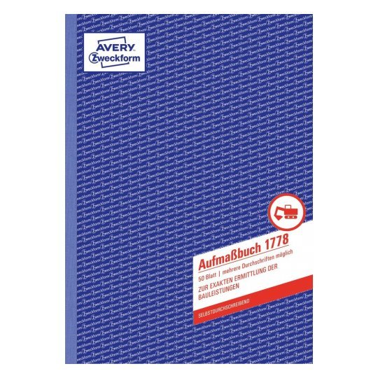 Avery Zweckform Aussmassbuch - 50 Hoja - A4 (210 X 297MM)