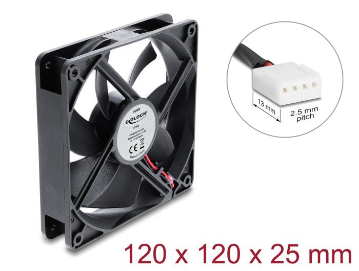 Delock Fan Axial 48V Dc, 120 X 120 X 25MM With 4 Pin PWM Connection Fan Black