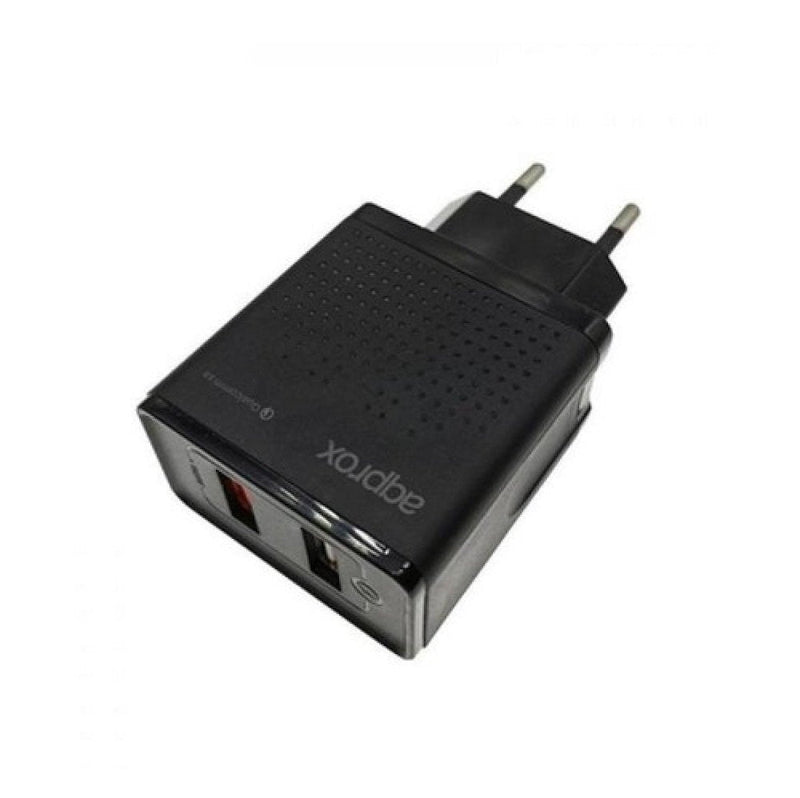 Approx Charger USB Travel/Wall Dual Quick Charge 3.0 Black
