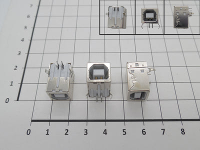 DC Jack Mother, 4 Pin, 90 Degrees Bent Feet, Clavijas Rectas Type Insertado (printer ) B USB Socket — image 1