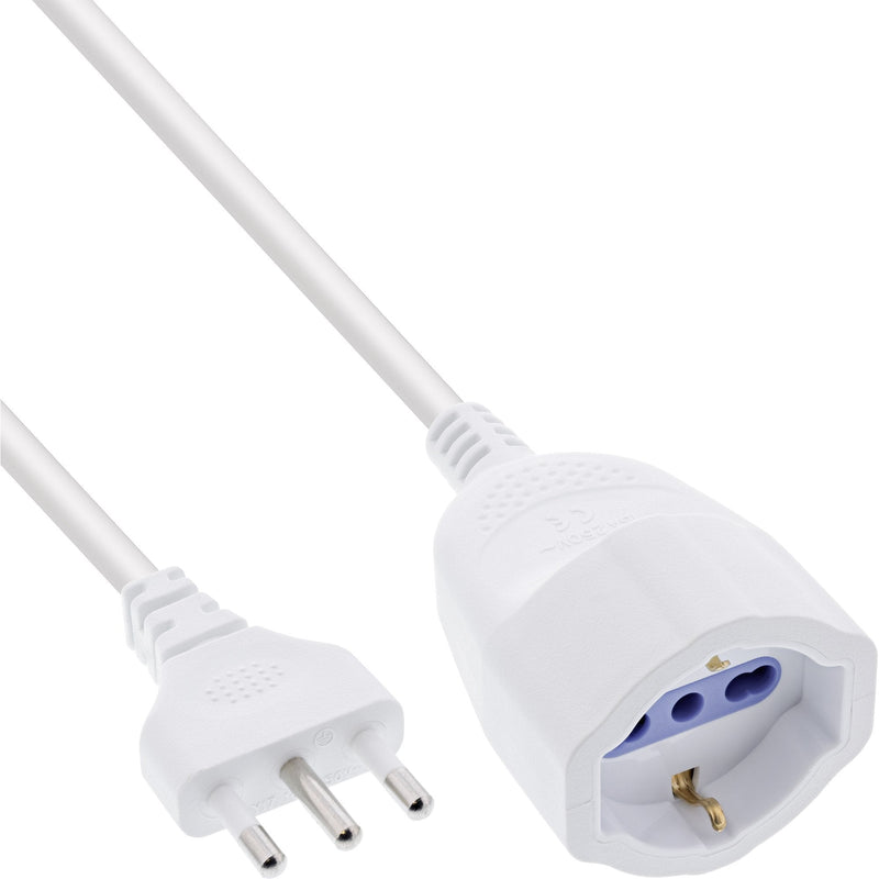 Inline® Power Extensión Italy Plug L / Socket F, White, 10M