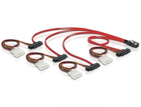 Delock Cable Mini Sas SFF-8087 4 X Sas SFF-8482 + Power 50CM