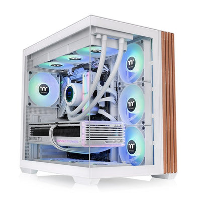 Thermaltake PC Case View 380 Ws ARGB White/Holz, Tempered Glass X 2, Holz-struktur) CA-1Z2-00M6WN-WS — image 1