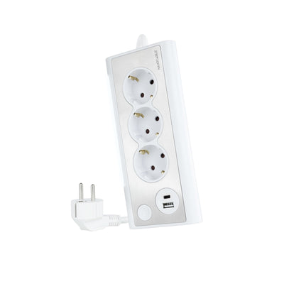 Nanocable Power Strip Desktop With 3X Shuckos, 1x USB-C And 1x USB-A - Iluminacion LED With Switch - Cable 1.5 — image 1