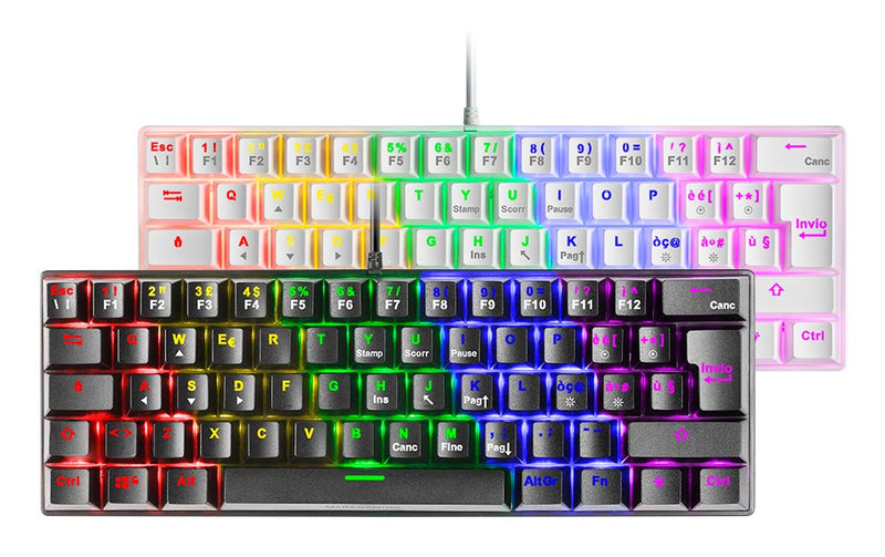 Mars Gaming MK60 Keyboard Gaming Mecanico - Ultra-compacto 60% - Iluminacion RGB - Switches Antipolvo - Keys