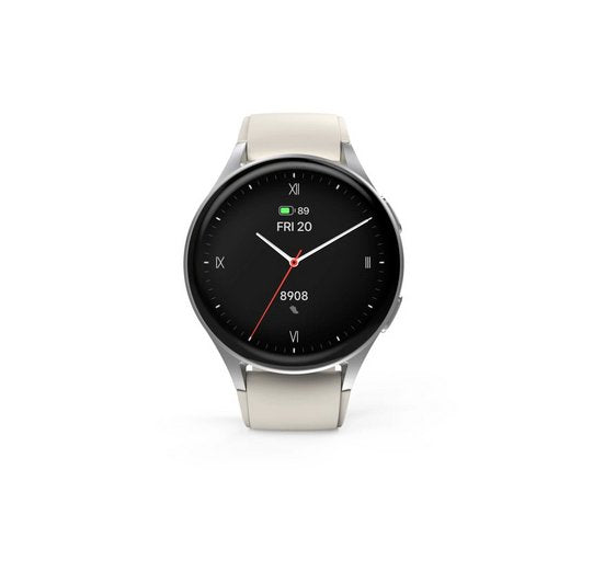 Hama Smartwatch 8900, Gps, Amoled 1.3, Srebrna Koperta, Bezowy Pasek Silikonowy