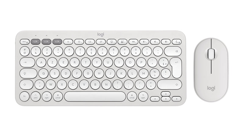 Logitech Keyboard English + Mouse Pebble 2 Combo RF Wireless + Bluetooth QWERTY Internacional Ee.uu. White