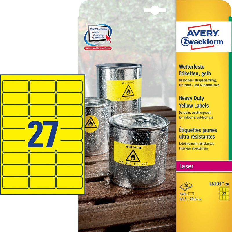 Avery Zweckform Resistant a Intemperie Folienetiketten 63,5 X 29,6MM