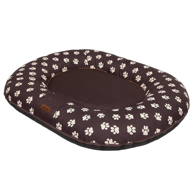 Oval Dog Basket Bed – Multicolour Brown Paw, XXXL