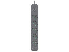 Tracer Surge Protector Power Line + 5M Graphite 5 Sockets