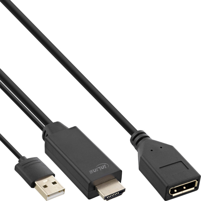 Inline Cable HDMI M a DisplayPort F, 4K, Black/Gold 0,3M