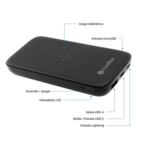 Coolbox Battery External Laptop Power Bank Qi 10000MAH Black — image 1
