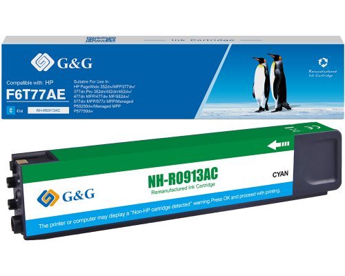 G&g Ink Cartridge Compatible With HP 913A / F6T77AE Cyan
