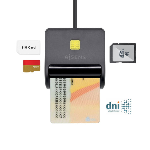 Aisens Card Reader External Dni Sim, Sd, microSD, Mmc, Rs-mmc, MMC Micro, Black — image 1