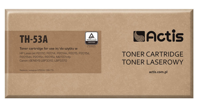 Actis Cartridge Toner TH-53A Spare Part HP 53A Q7553A, Canon CRG-715 Standard 3000 Páginas Black