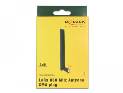 Delock Antenna Lora 868MHZ Male Sma 3 dBi Omnidirectional With Unión Inclinación Black — image 1