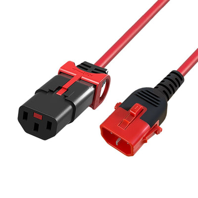 Powercord C13 IEC Lock + - C14 IEC Lock Dual Locking Red 0.50M, PC3613 — image 1