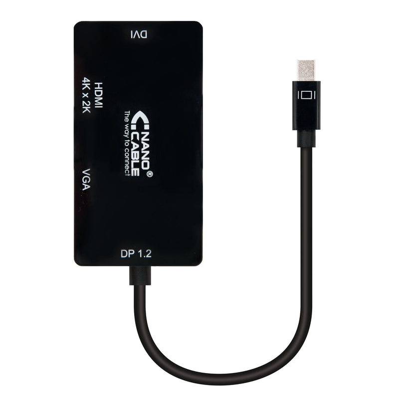 Converter Mini DP a VGA/DVI/HDMI 3EN1 Black 15CM