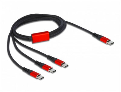 Delock Cable Charging USB 3 1 USB Type-c ™ a 3 X USB Type-c ™ 1M — image 1