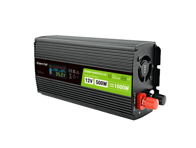Green Cell Power Inverter 12V-230V 500W 1000W With LCD Display - Pure Sine Wave — image 1