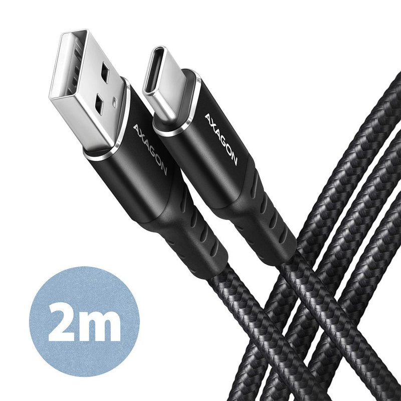 Axagon Cable HCM-AM20AB USB-C Zu Usb-a, 2M, USB 2.0, 3A, Geflochten - Black