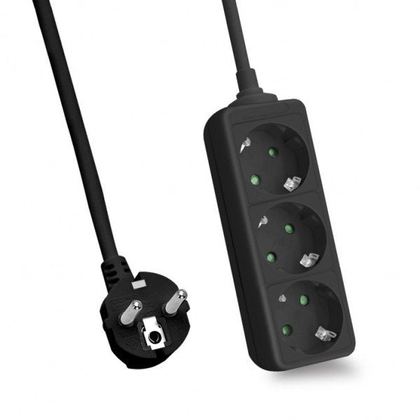 Helos Power Strip Classic, 3 Sockets Black 3,0M, Without Switch