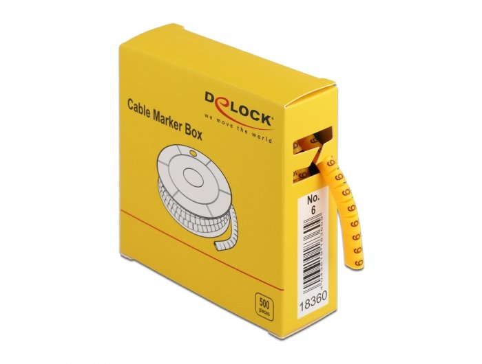 Delock Marcador Cables Box, Nr: 6, Yellow 500 Units