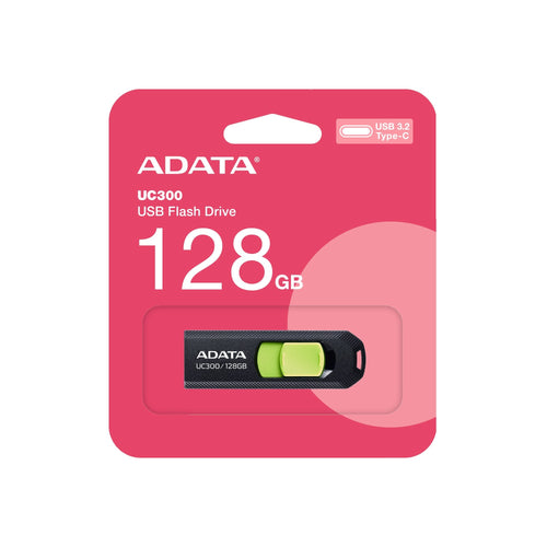 ADATA USB Flash Drive Flashdrive UC300 128GB USB-C 3.2 Black Green — image 1