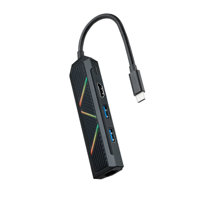 Nanocable 5 1 Hub USB-C 3.0 With 2x USB-A 3.0, 1x USB-C Pd, 1x Hdmi, 1x RJ45 - Housing Aluminium - Cable 0.15M — image 1