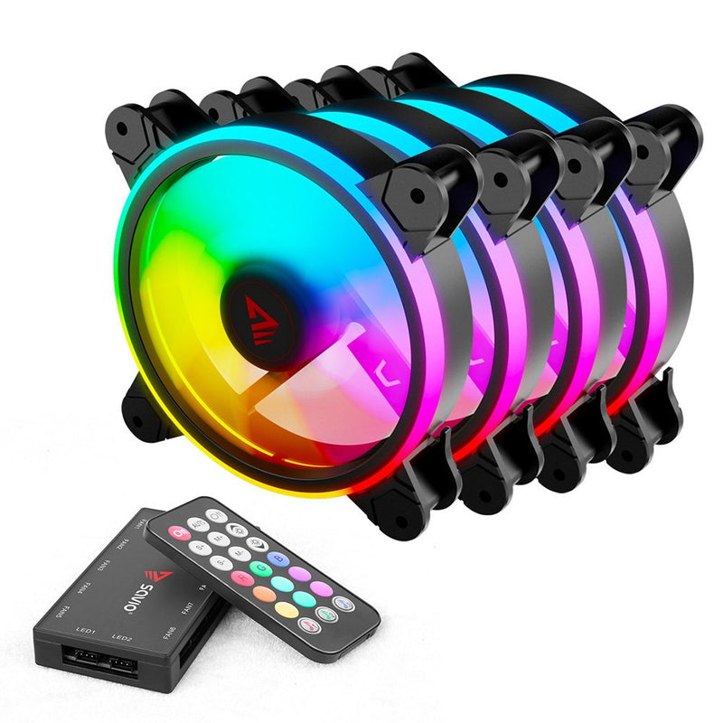 Savio FAN-01 Fan ARGB 120MM Pack 4 Units With Controlador And Remote Control