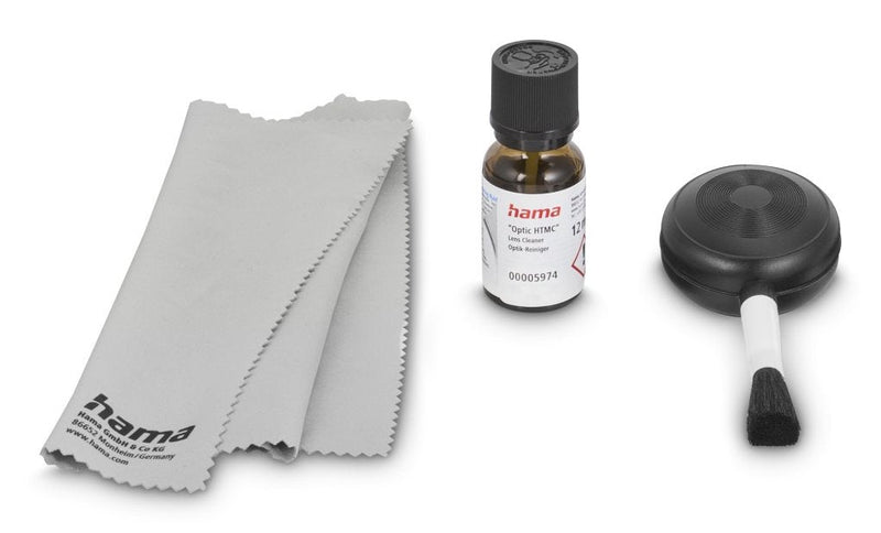 Hama Wet Set Of Cleaning Cameras - Pincel Soplador - Cloth Microfibra - Limpiador Liquido - Includes Bag
