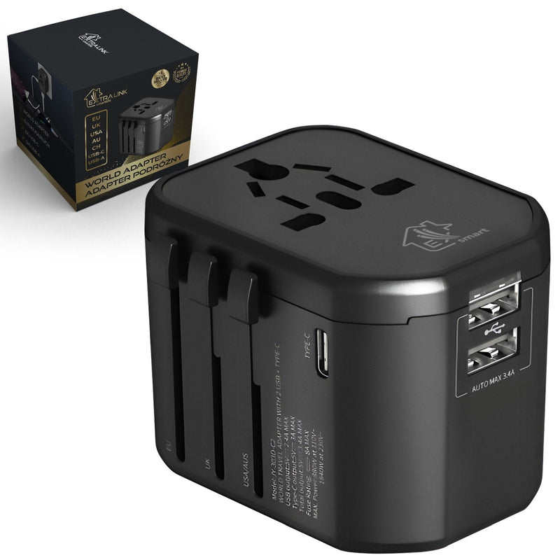 Extralink Smart Life Dla Podróznych Eu/Uk/Usa/Au/Ch + USB-C USB-A