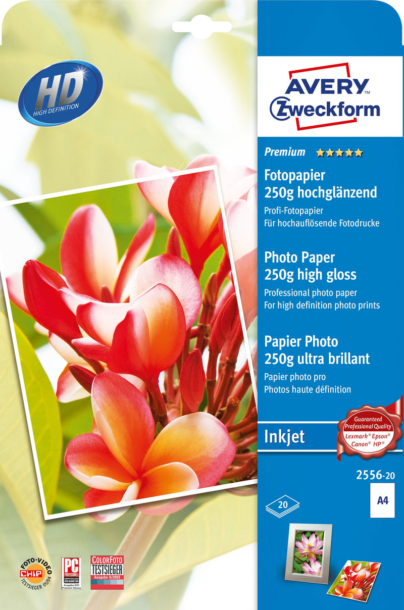 Avery Zwckform Paper Fotográfico Premium Tall Brillo 250G A4