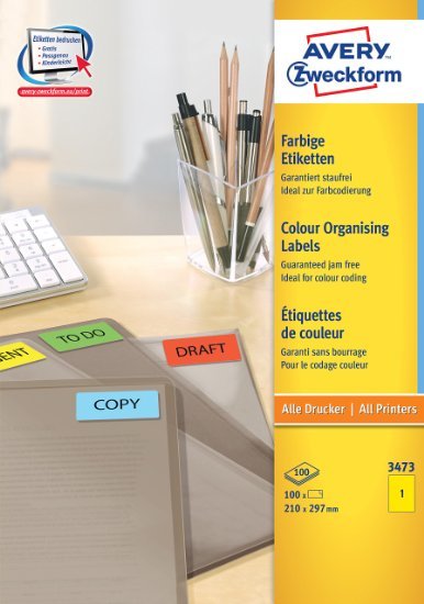 Avery Zweckform Labels 3473 Yellow 210,0 X 297,0MM — image 1