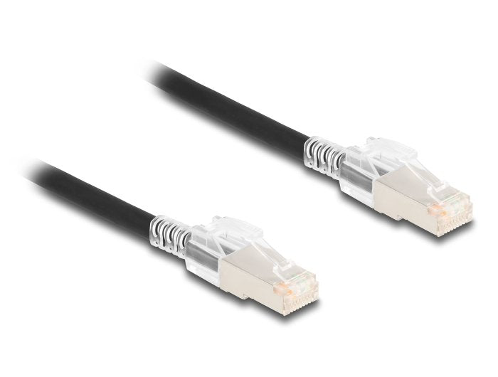 Delock 80258 Network Cable RJ45 CAT.6A S/FTP With Set Of Clips Security 5M, Black