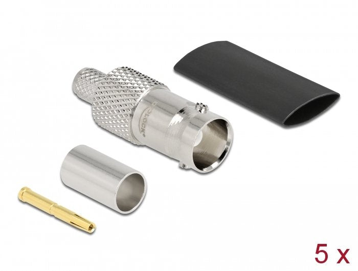 BNC Connector Female Crimpar RG-59 With Passendem Tubo Termorretráctil - 5 Units