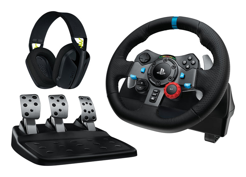 Logitech G 991-000539 Controller And Wheel Aluminium Black USB Wheel + Pedals + Headphones PC, Playstation 4,